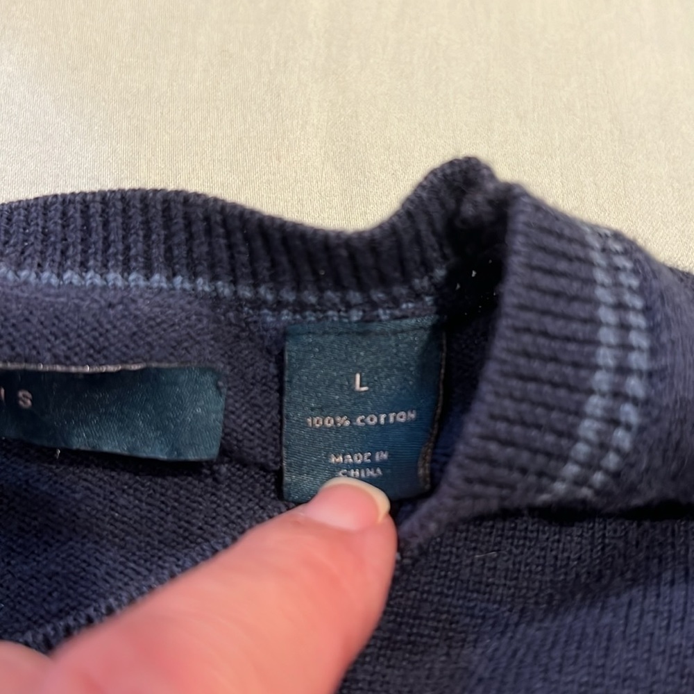 🩷 Perry Ellis Blue Lightweight Cotton Sweater - Size Large - Picture 6 of 7